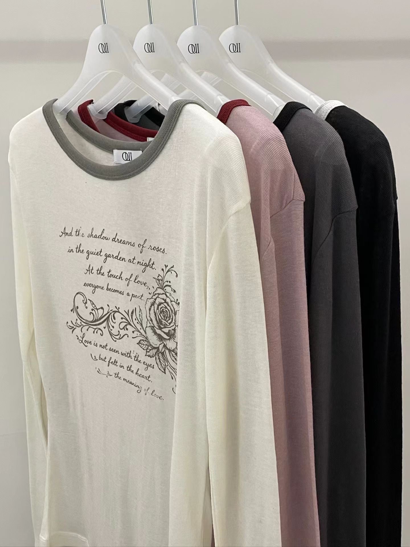 rose tee (ivory/black/charcoal/pink)