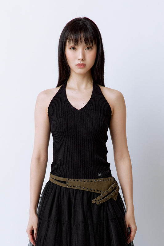 （韓國代購）roughneck Basic Halter Knit Top black (one size) 現貨