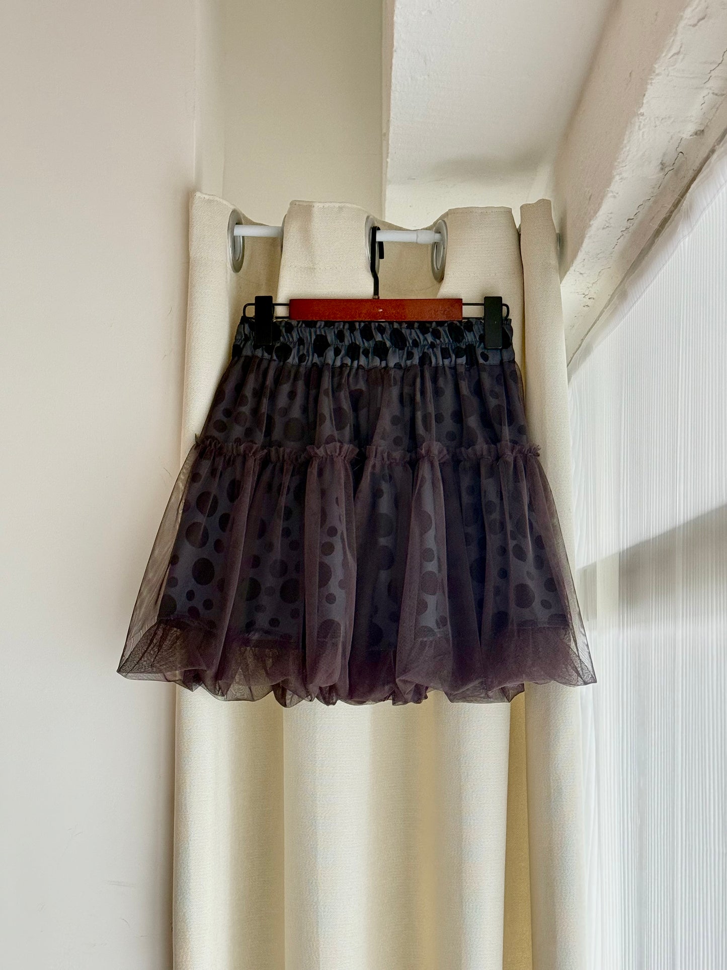 sheer mini skirt(black/grey dots) 灰色現貨