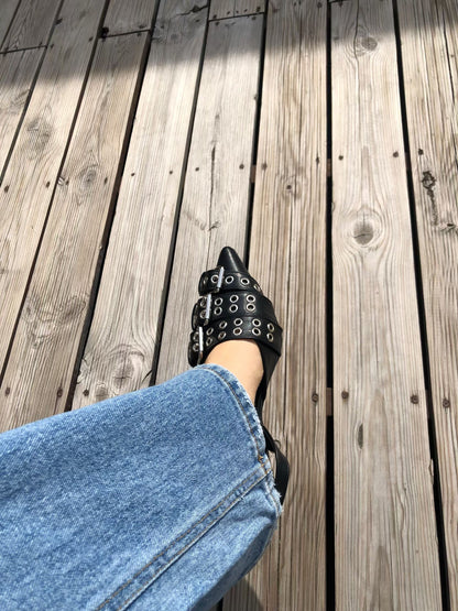 buckle heels(black/ivory)(230-250)