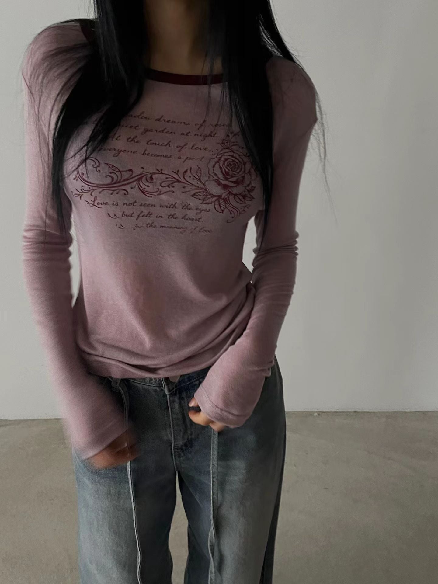 rose tee (ivory/black/charcoal/pink)