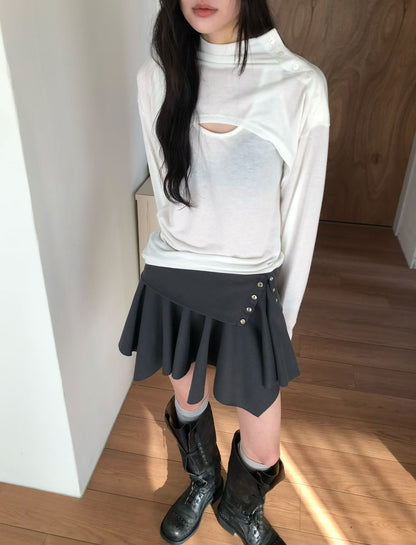 irregular skirt (charcoal/grey/black)