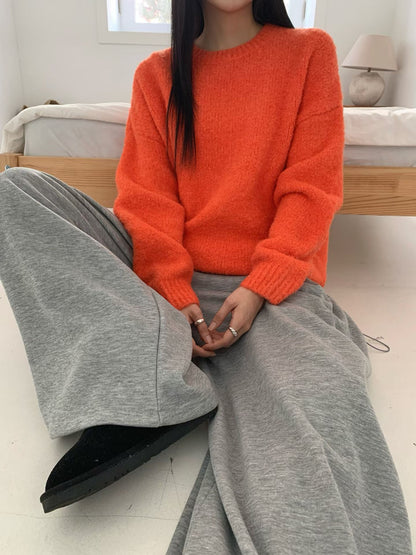 softy knit top (orange/sky blue/pink/grey)