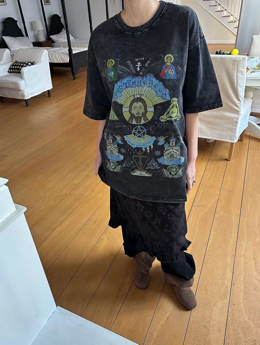 floral skirt(brown/black)