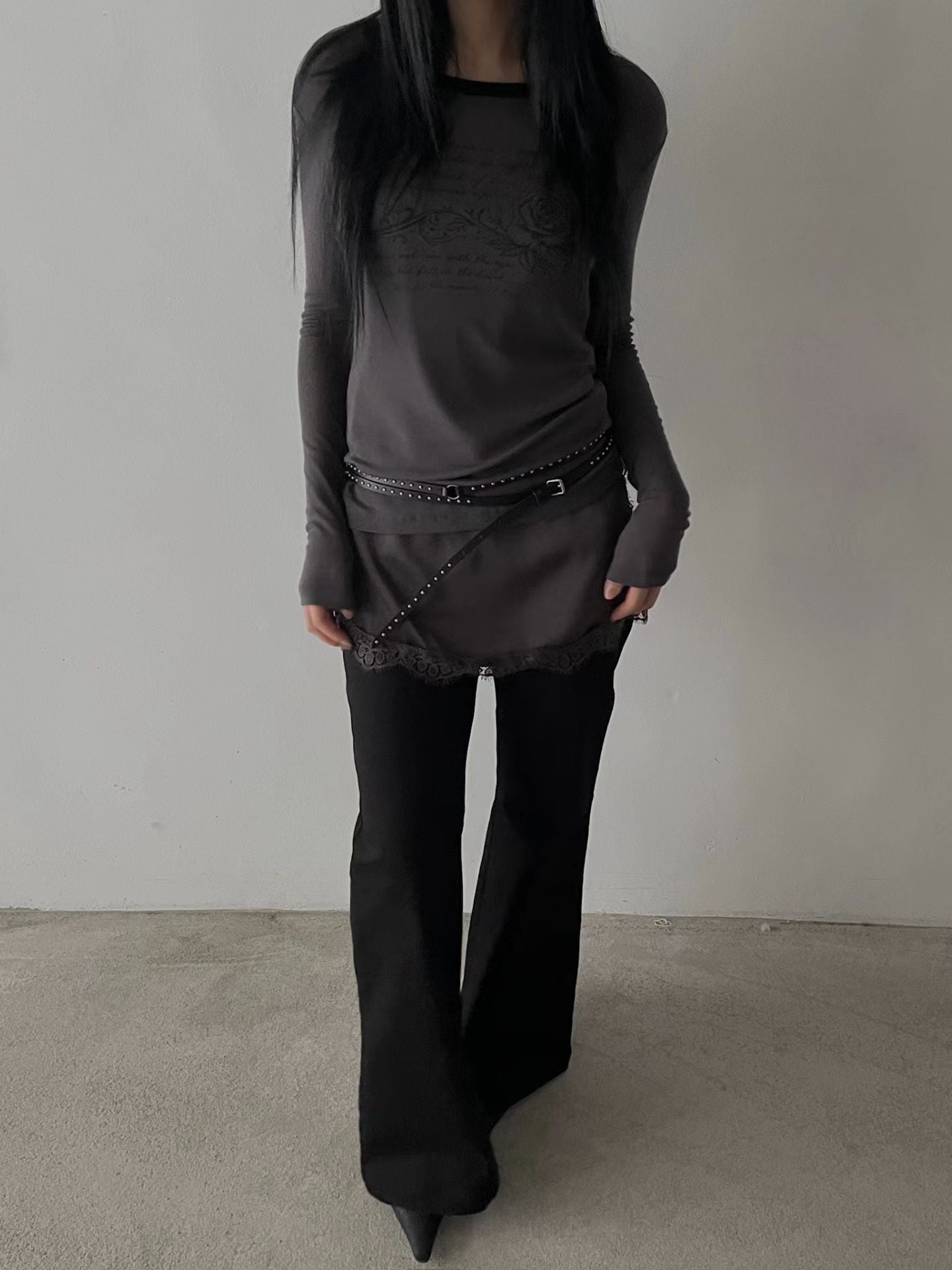 rose tee (ivory/black/charcoal/pink)