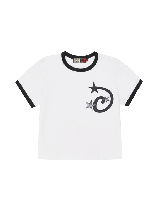 (韓國代購) LOSERSCLUB LSC STAR APPLIQUE CROP RINGER TEE WOMAN (BLACK/WHITE/GRAY)
