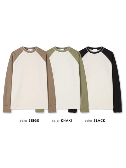 waffle raglan tee(beige/green/black)