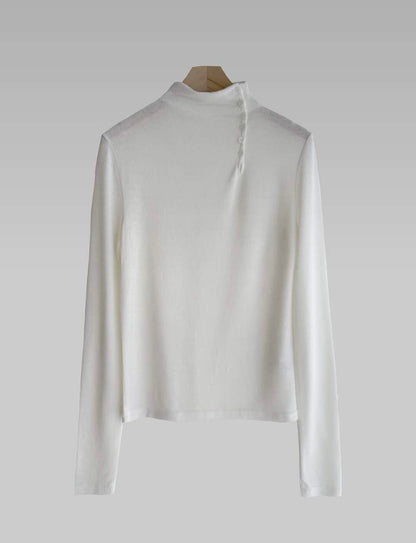 high neck button tee(brown/ivory/black) 現貨