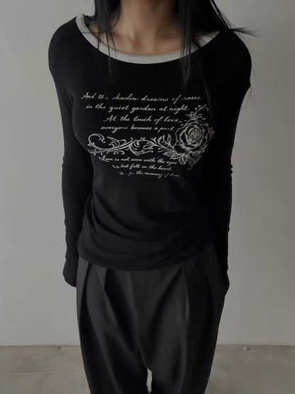 rose tee (ivory/black/charcoal/pink)