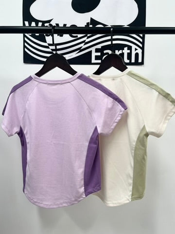 (sale)crop tee(purple/beige)