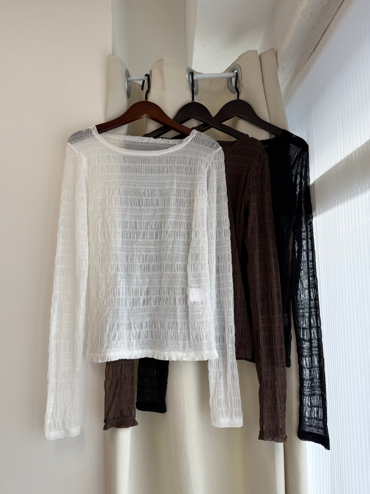 daily sheer top(white/brown/black)