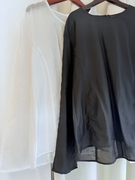 Sheer blouse（white/black)(現貨)