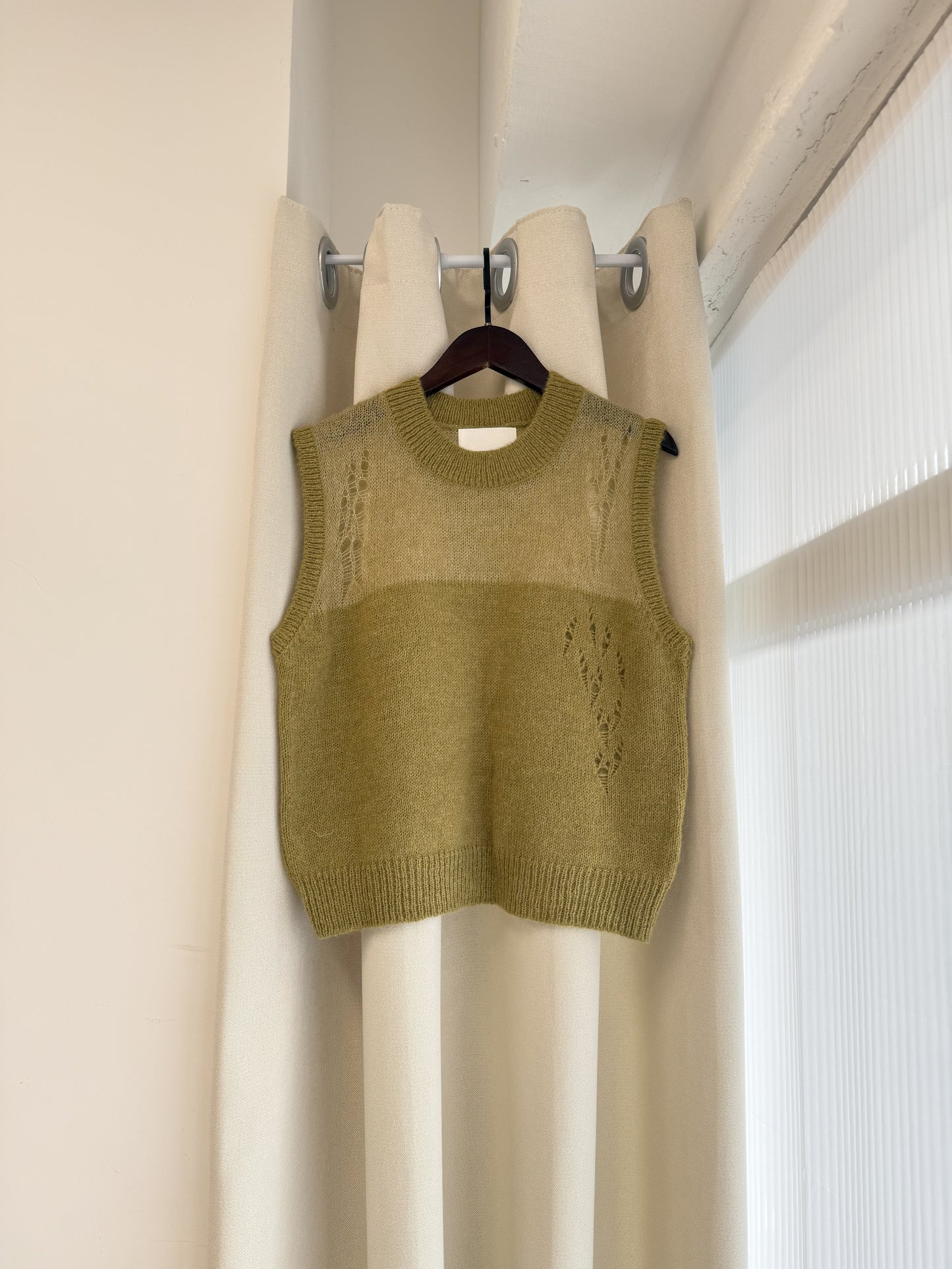 cozy knit vest（green/light grey）（現貨）