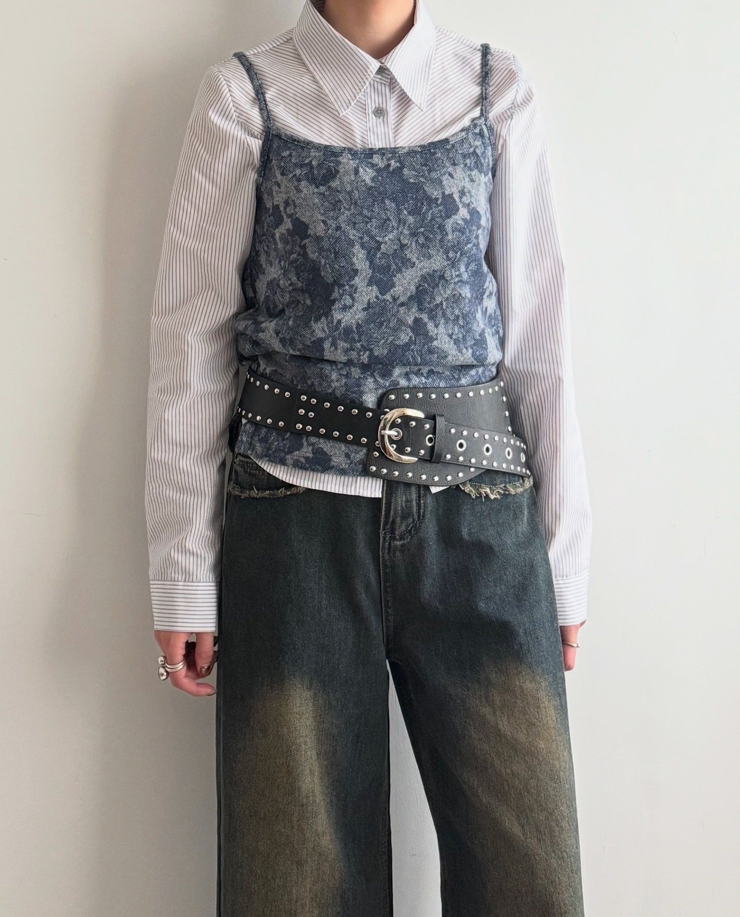 wide faux belt(brown/black)