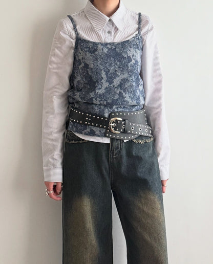 wide faux belt(brown/black)
