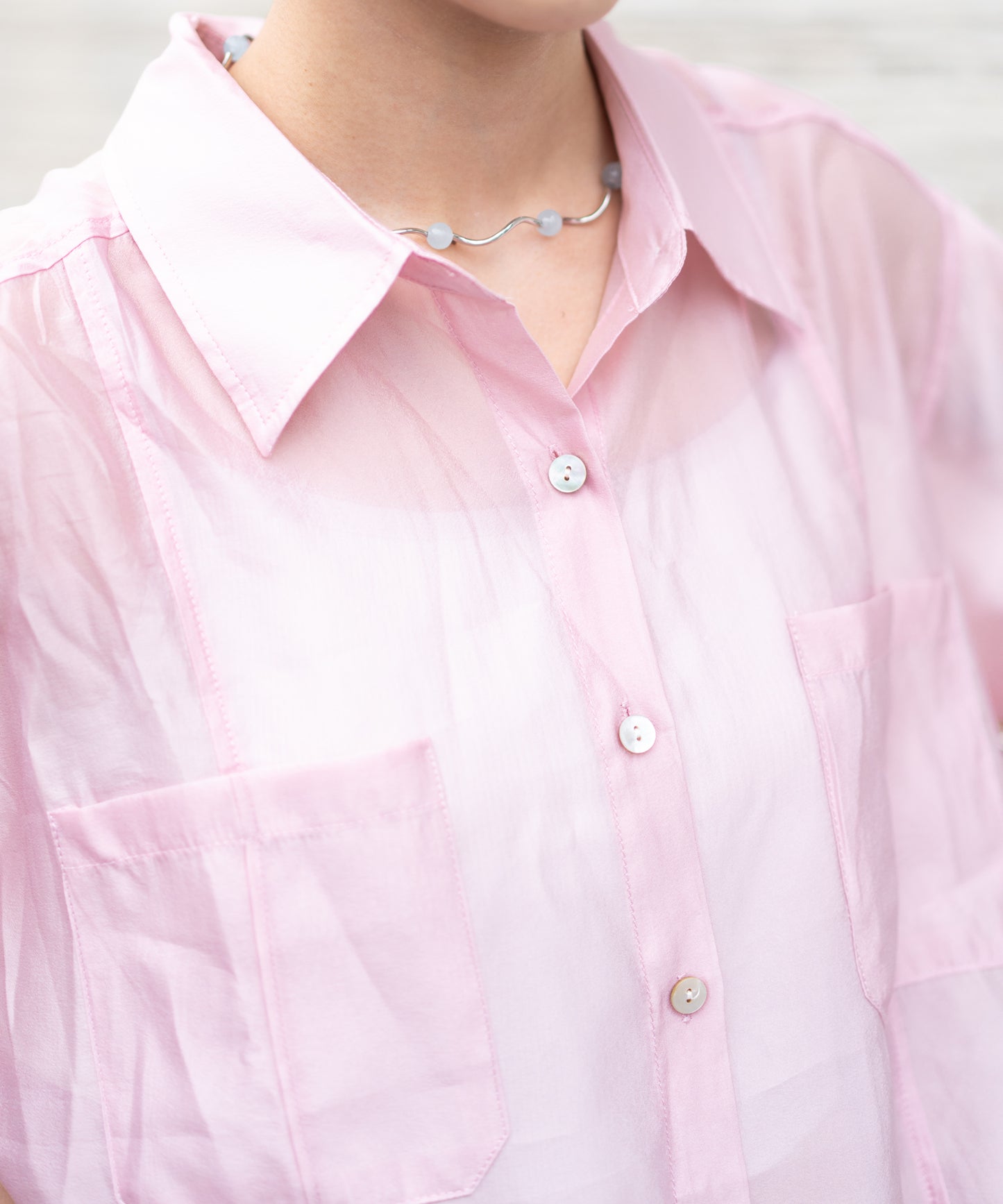 (sale) see through shirt-pink