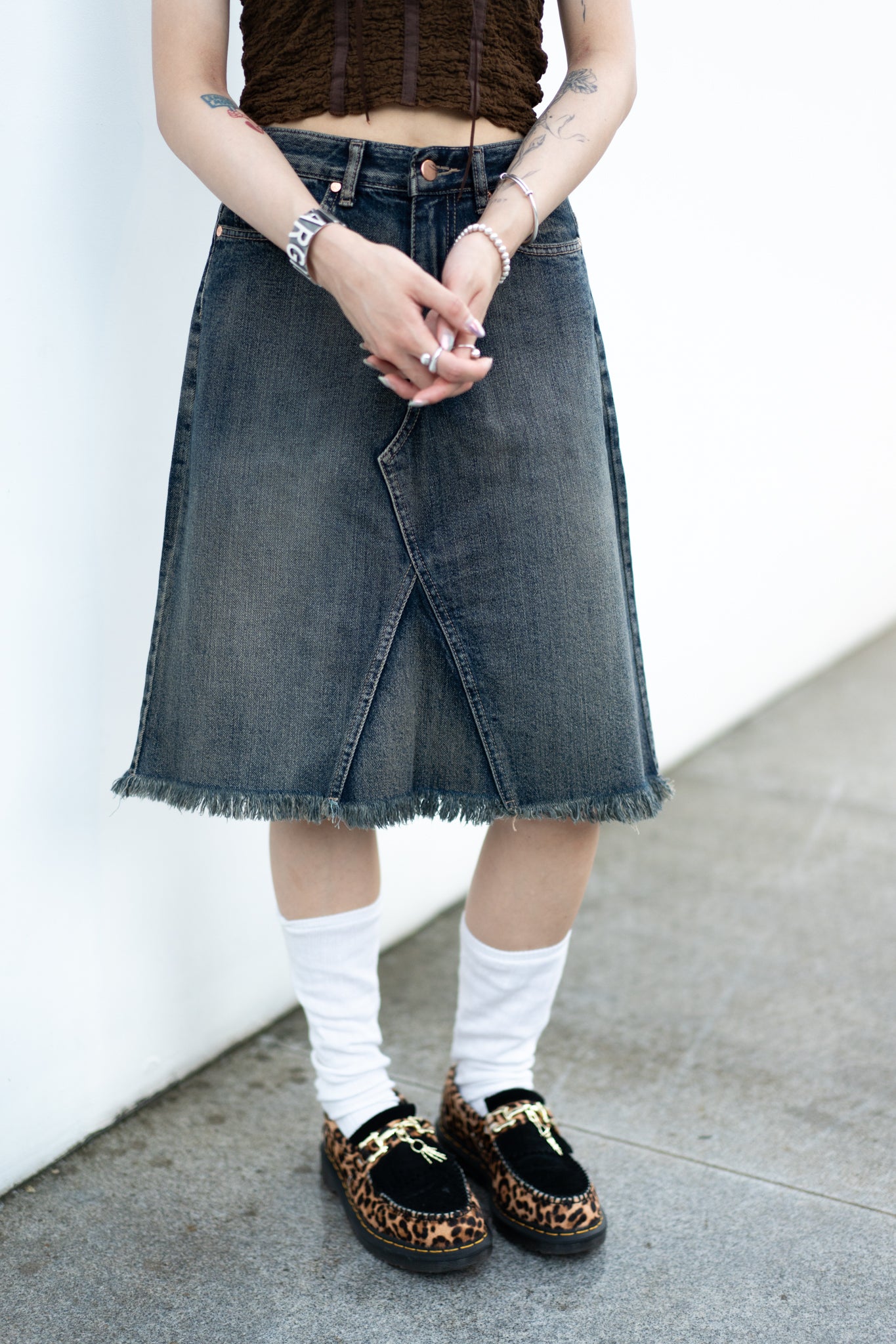 （sale）vintage midi denim skirt(s/m)現貨