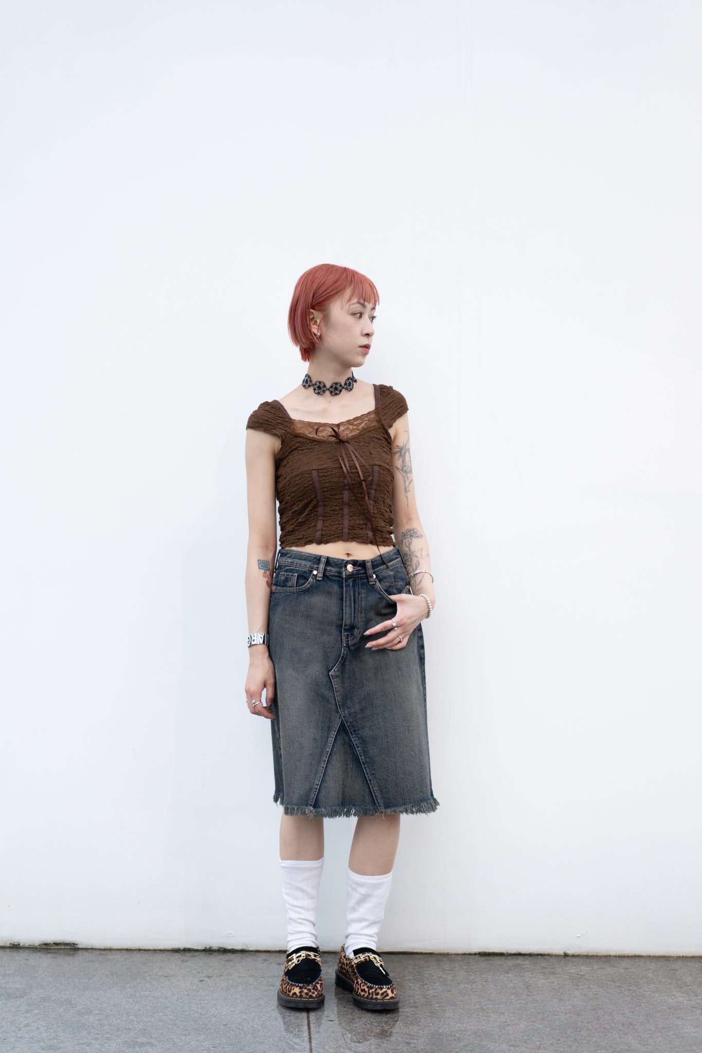 （sale）vintage midi denim skirt(s/m)現貨