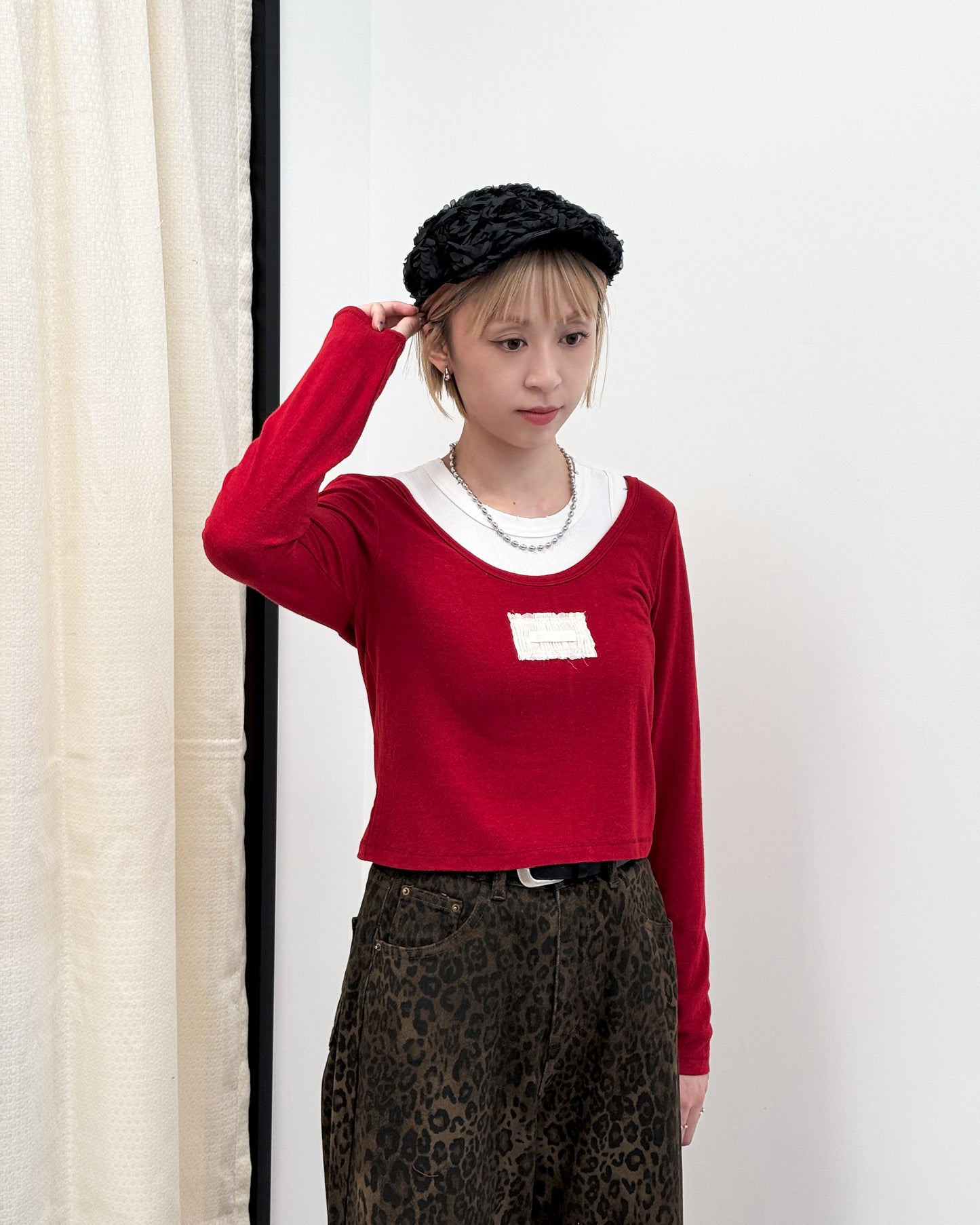 texture tee(red/ivory) (現貨)