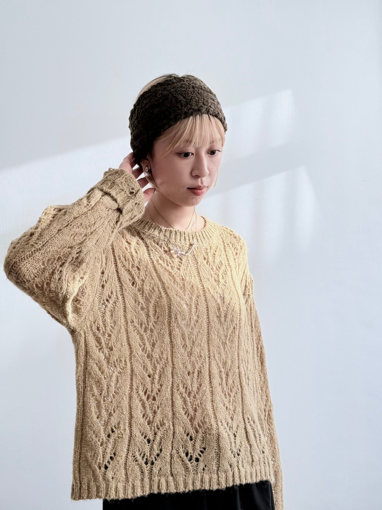 cloudy knit top(ivory/beige)