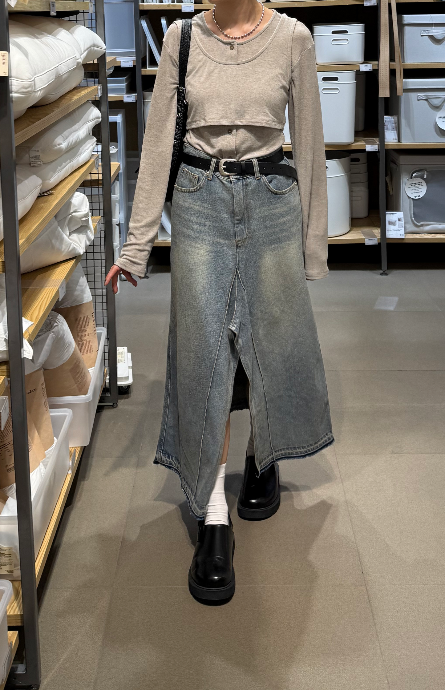 maxi denim skirt(S) (現貨)