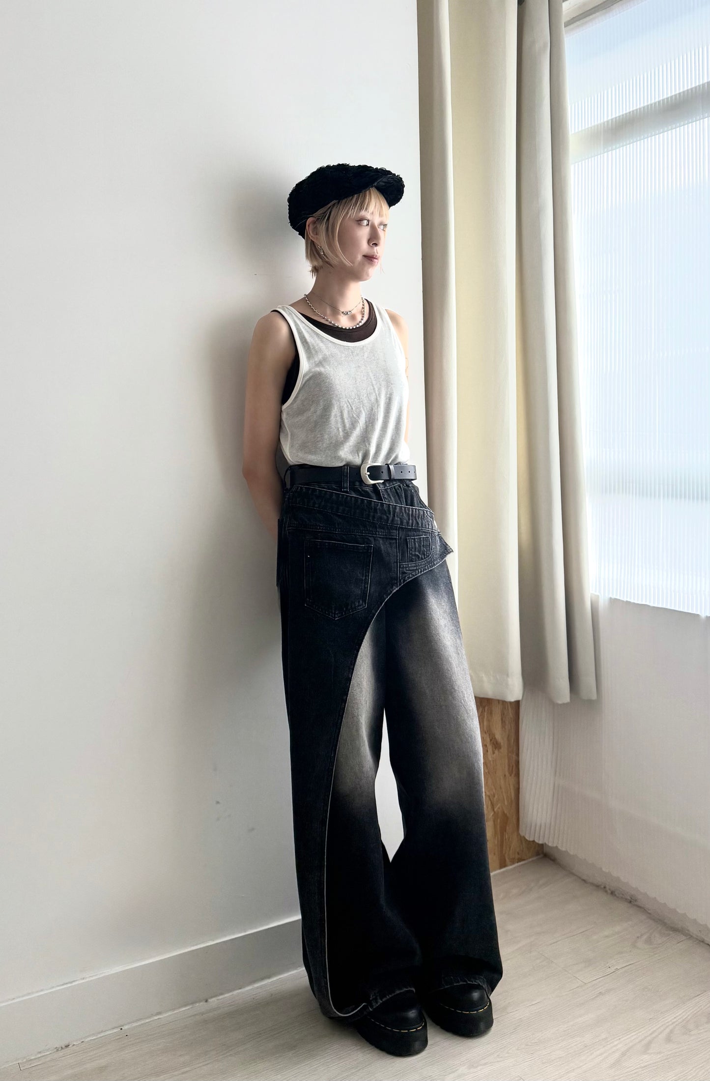 layered jeans(black)(s/m)現貨