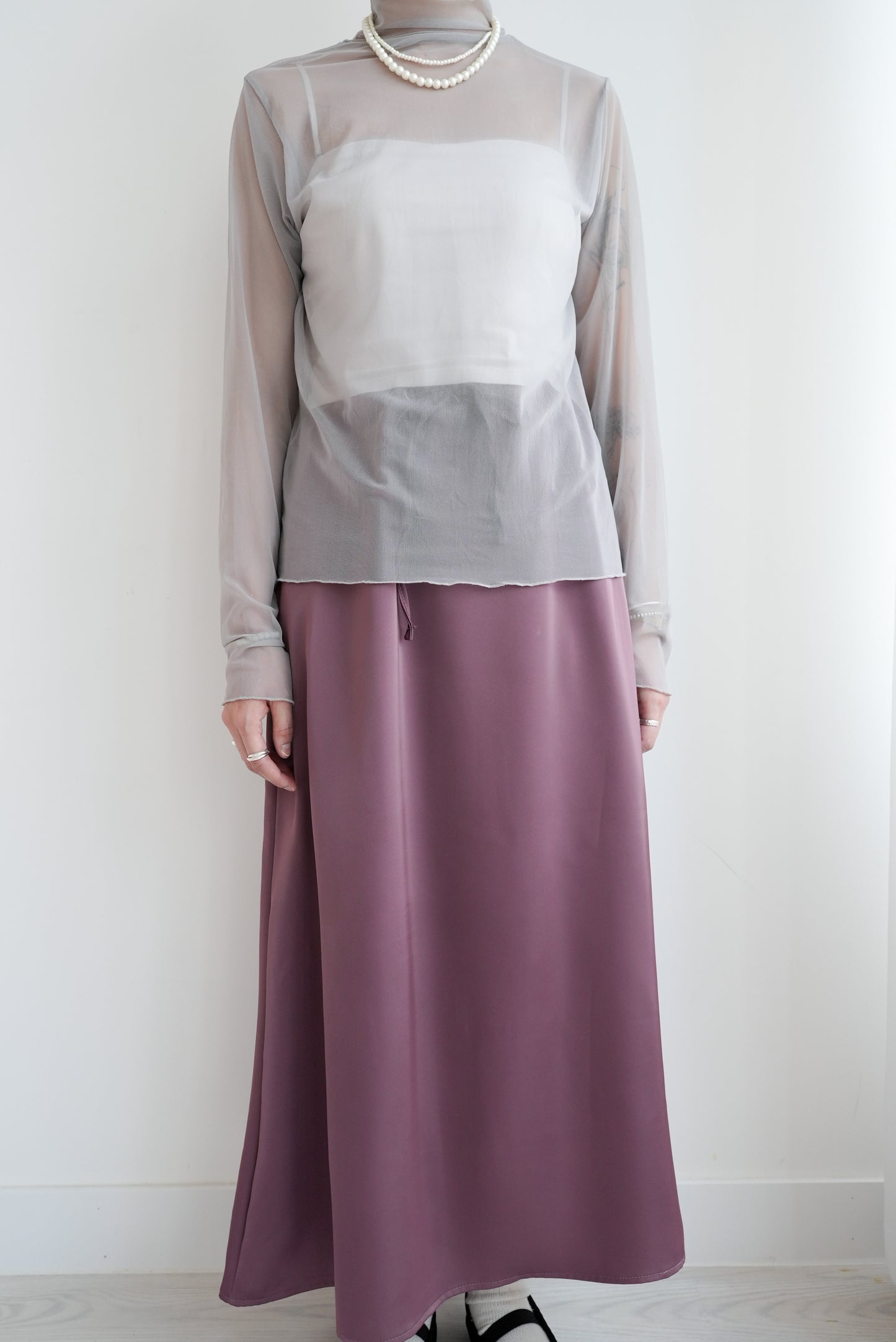 (SUMMER SALE)SILKY SKIRT-GRAPE