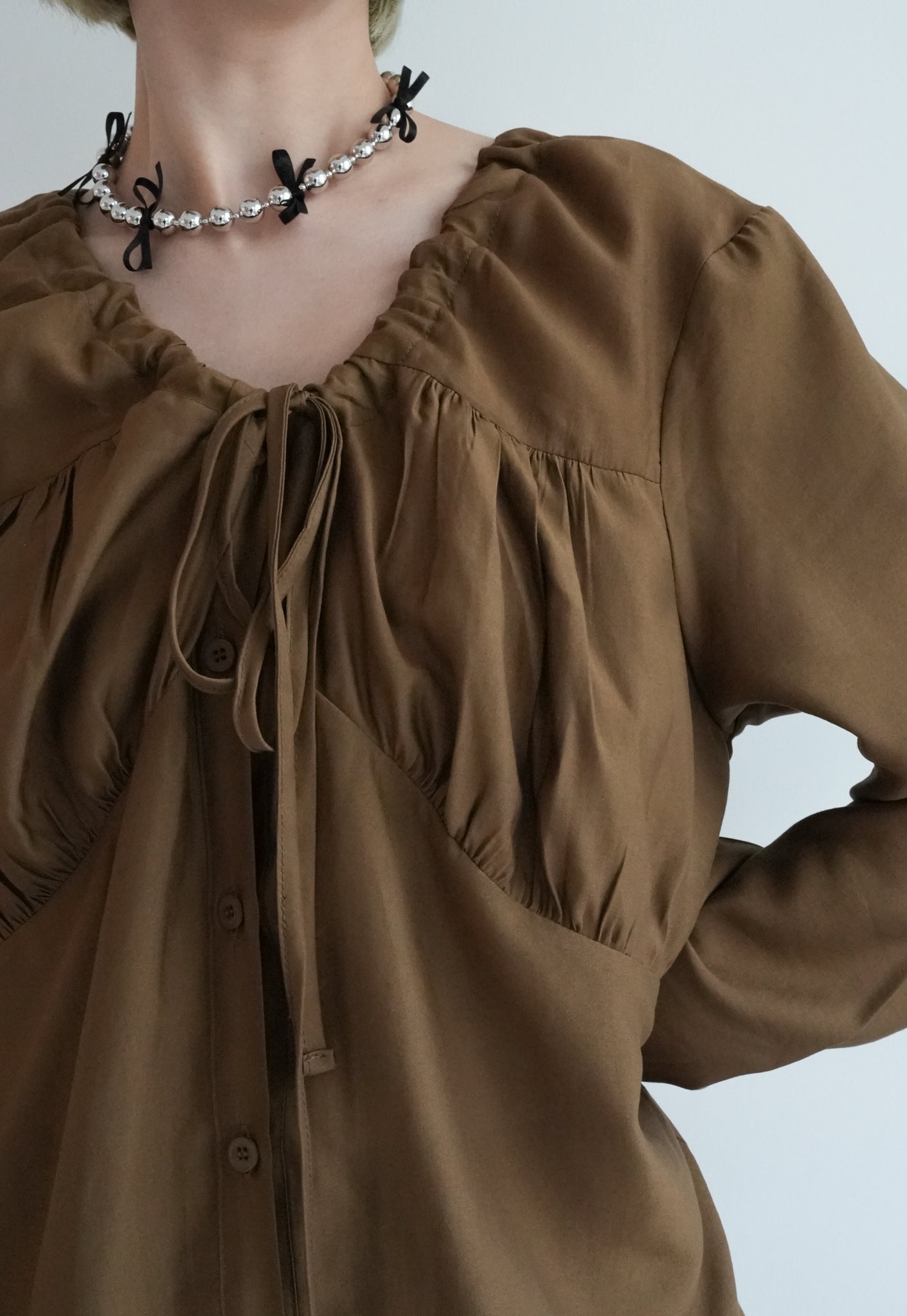 (sale)ballet blouse(white/brown)