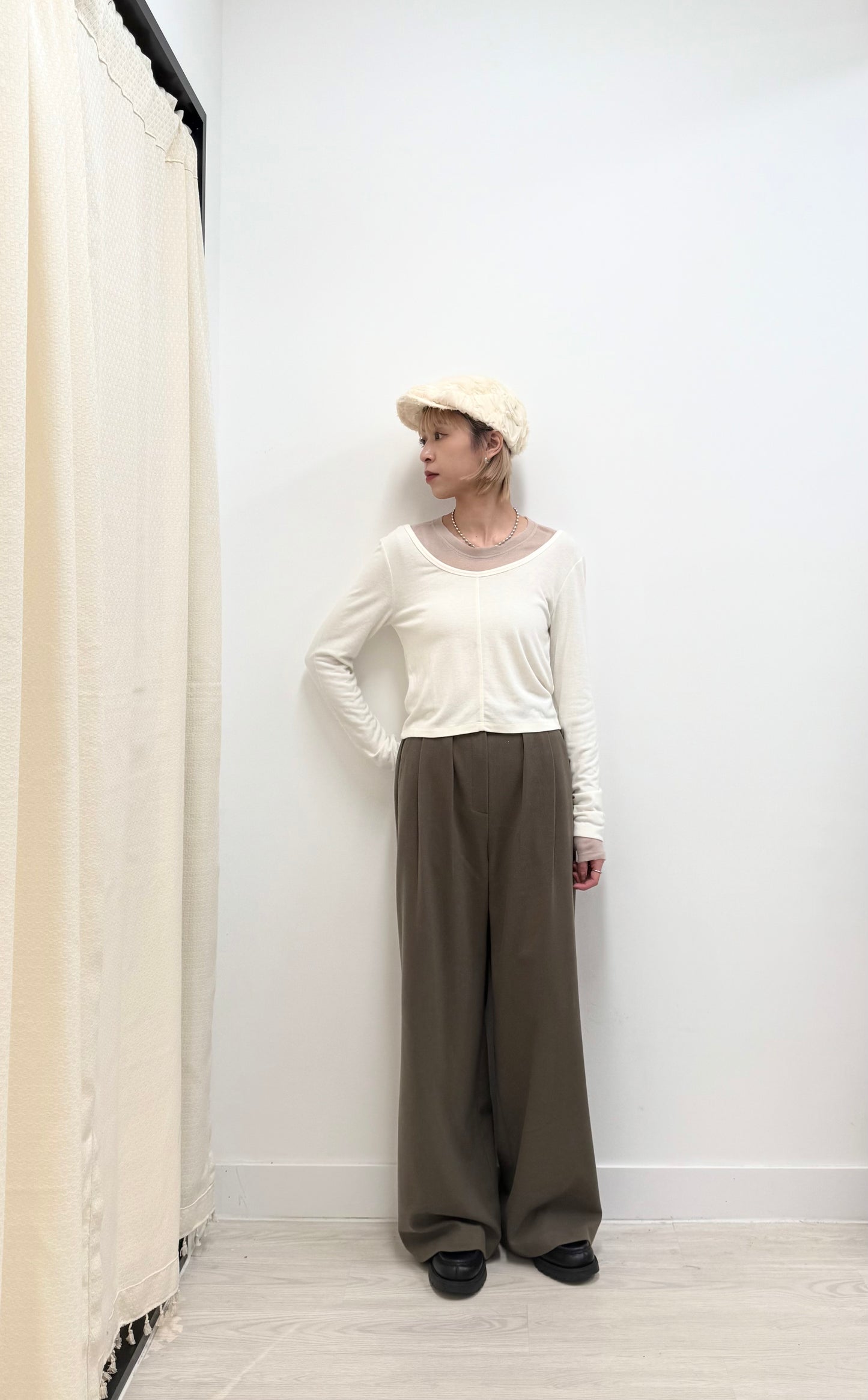 straight cut pants (charcoal/brown) *少量現貨