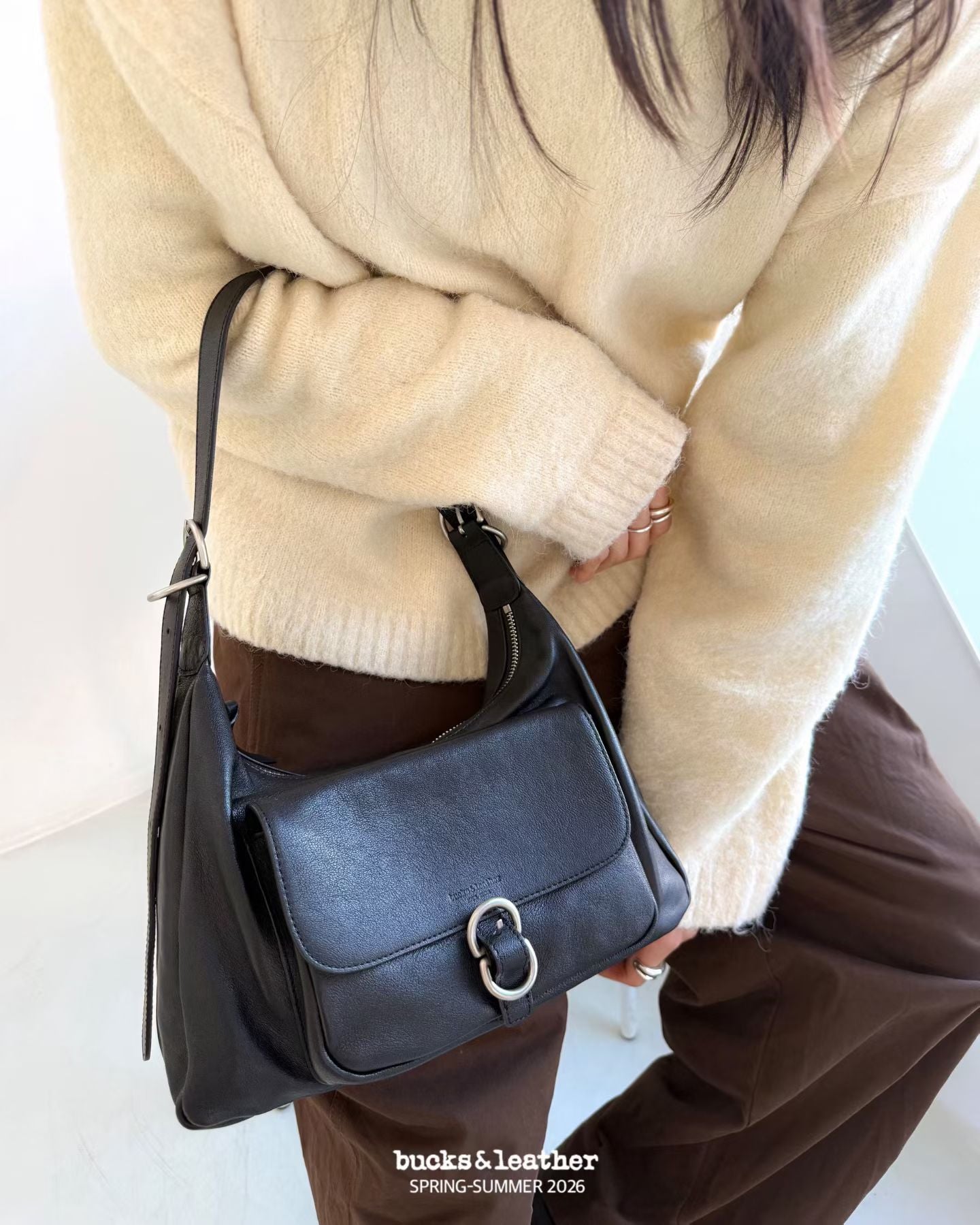 韓國代購：bucks & leather hobo bag