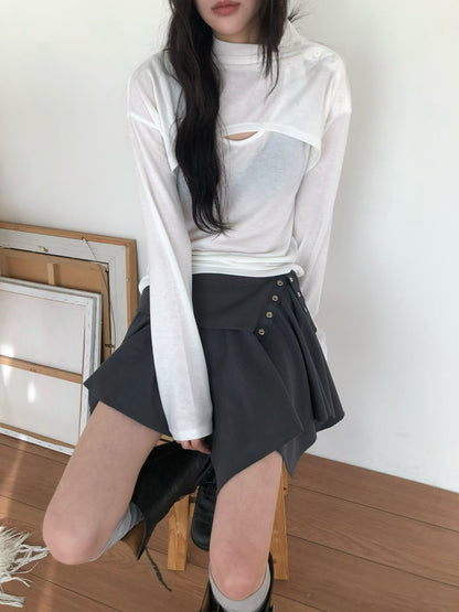 irregular skirt (charcoal/grey/black)