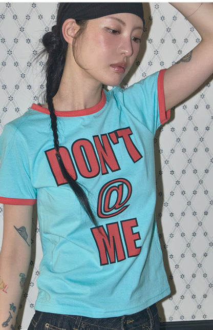 （韓國代購）FANCY CLUB DON'T@ME RINGER TEE (BLACK/MARINE BLUE)