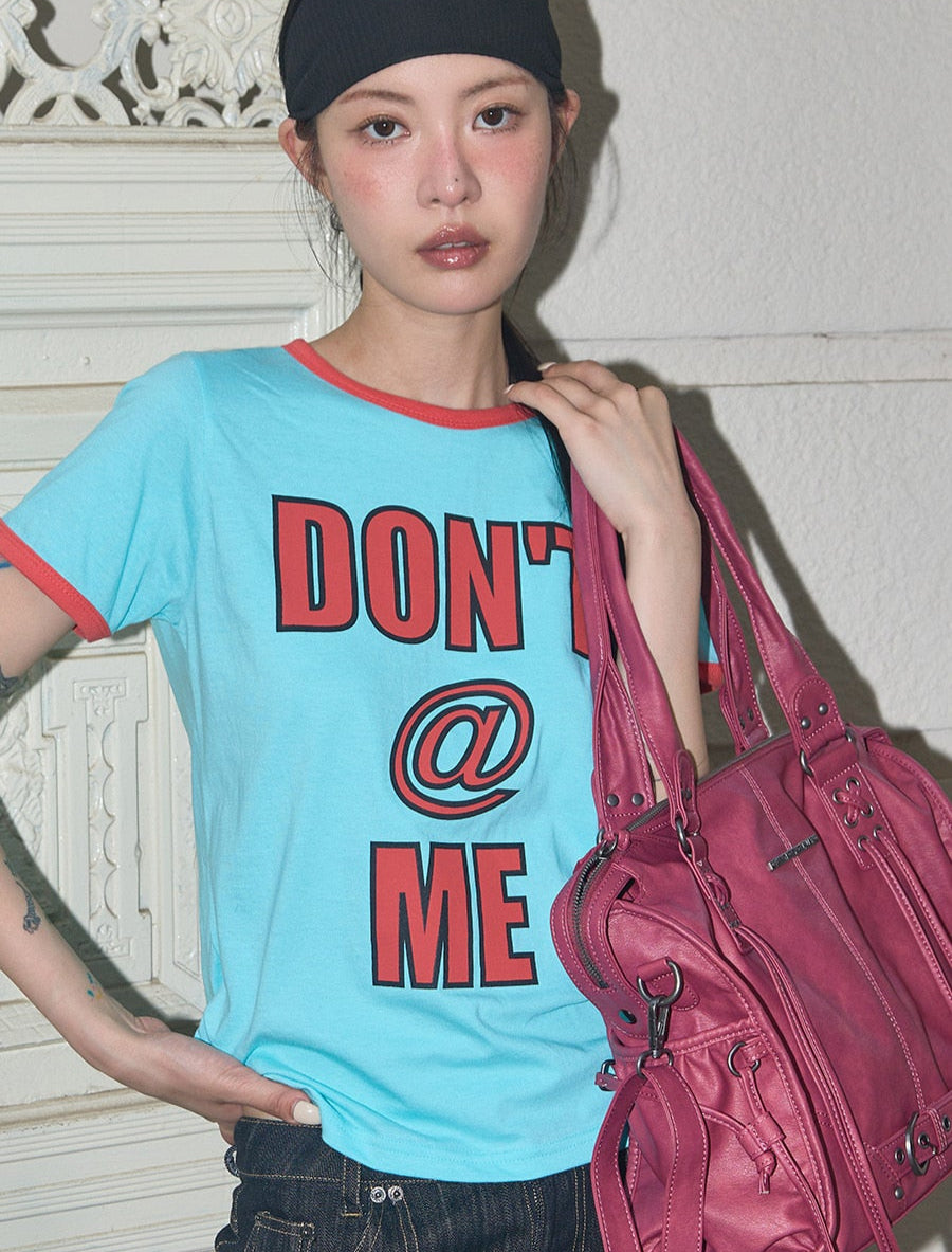 （韓國代購）FANCY CLUB DON'T@ME RINGER TEE (BLACK/MARINE BLUE)