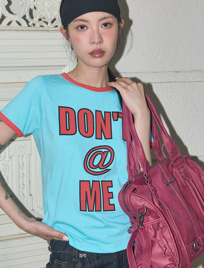 （韓國代購）FANCY CLUB DON'T@ME RINGER TEE (BLACK/MARINE BLUE)