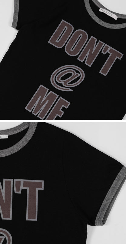 （韓國代購）FANCY CLUB DON'T@ME RINGER TEE (BLACK/MARINE BLUE)