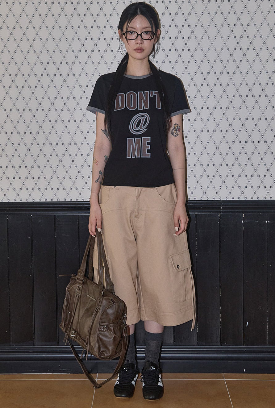 （韓國代購）FANCY CLUB DON'T@ME RINGER TEE (BLACK/MARINE BLUE)