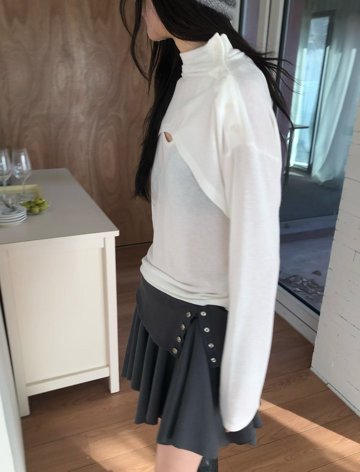 irregular skirt (charcoal/grey/black)