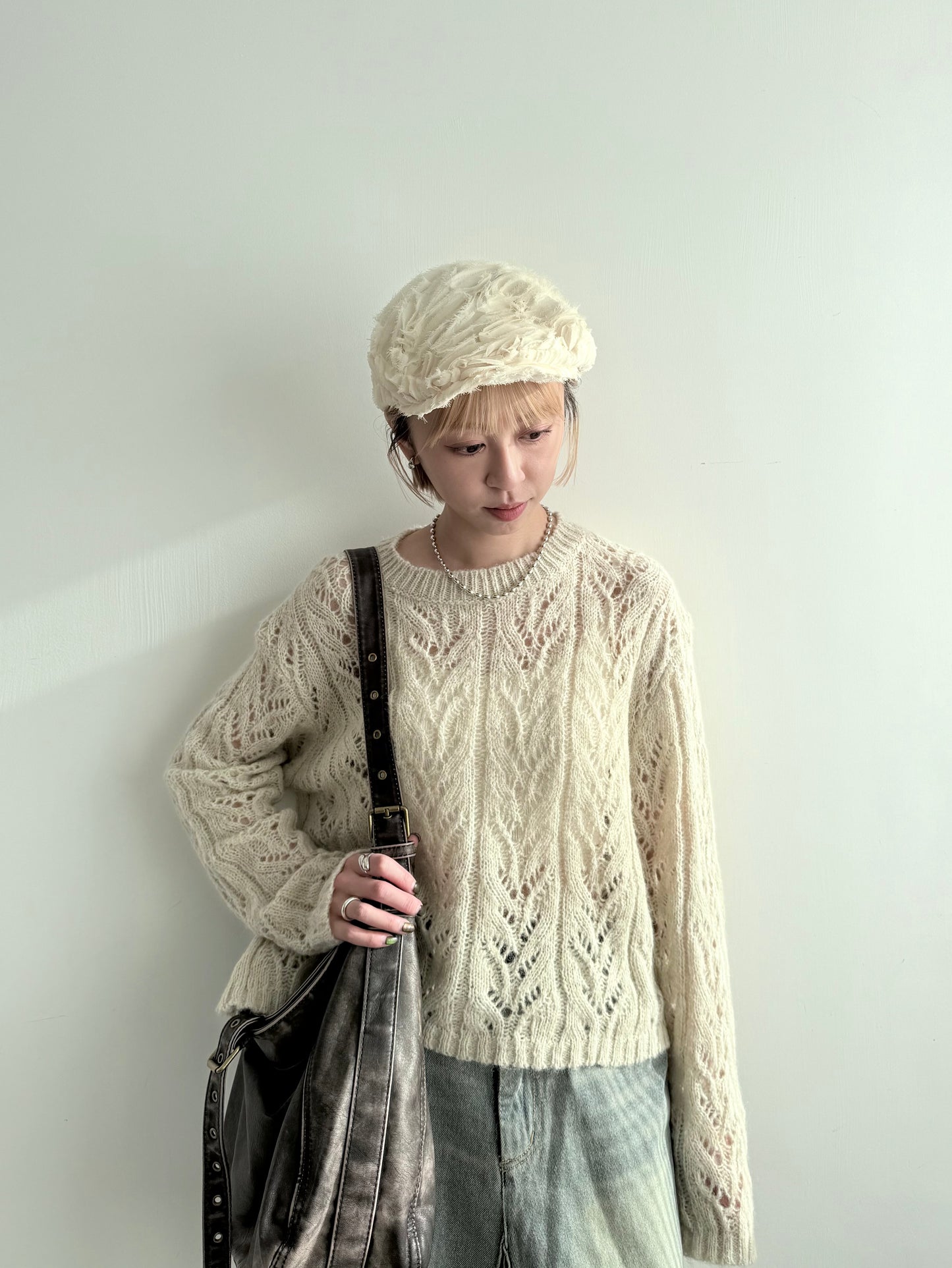 cloudy knit top(ivory/beige)