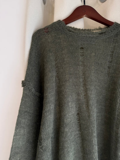 damaged knit top(green)