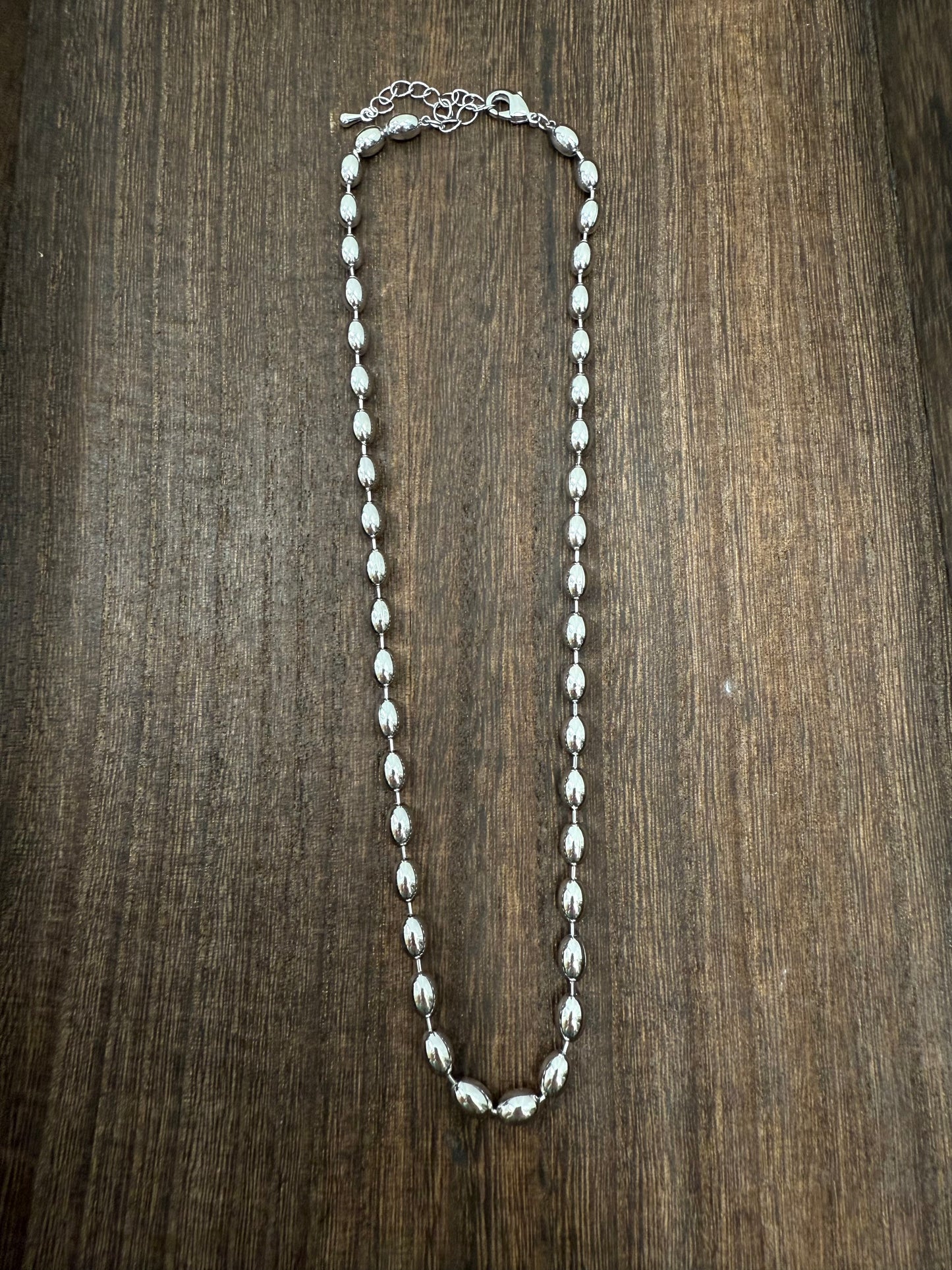 silver beads necklace