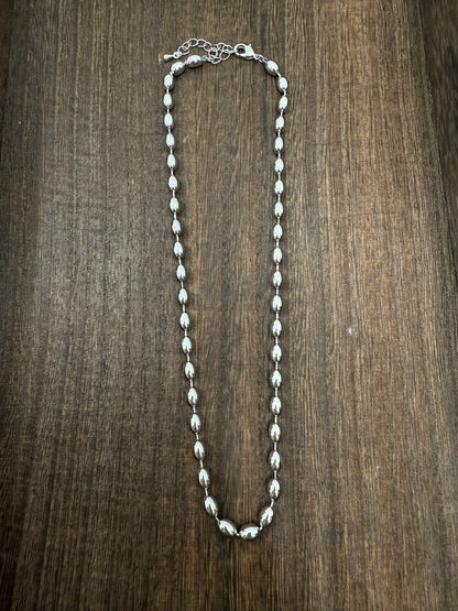 silver beads necklace