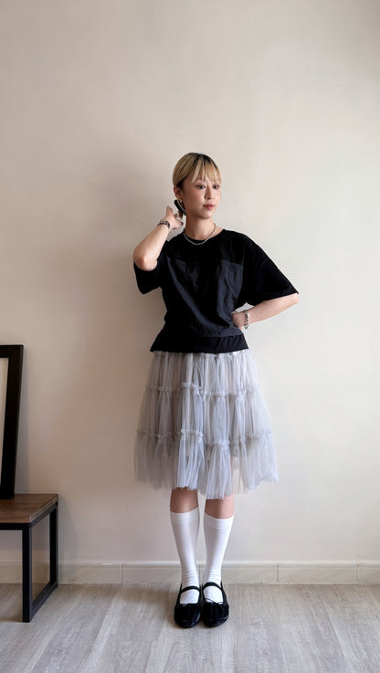 nylon patch tee(black/white) 現貨