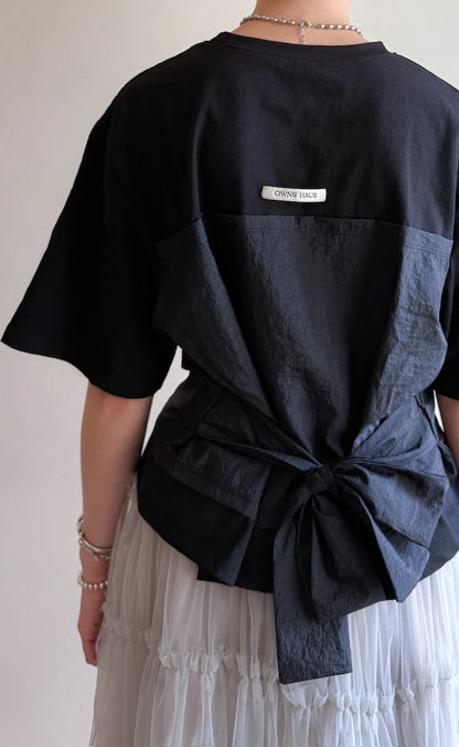 nylon patch tee(black/white) 現貨