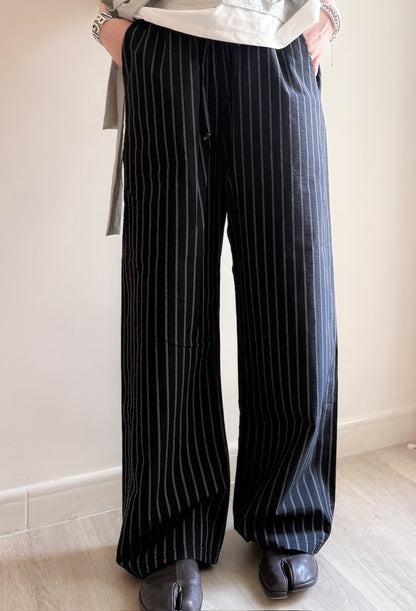 summer striped wide pants(black/brown) 現貨