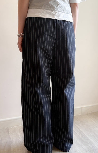 summer striped wide pants(black/brown) 現貨