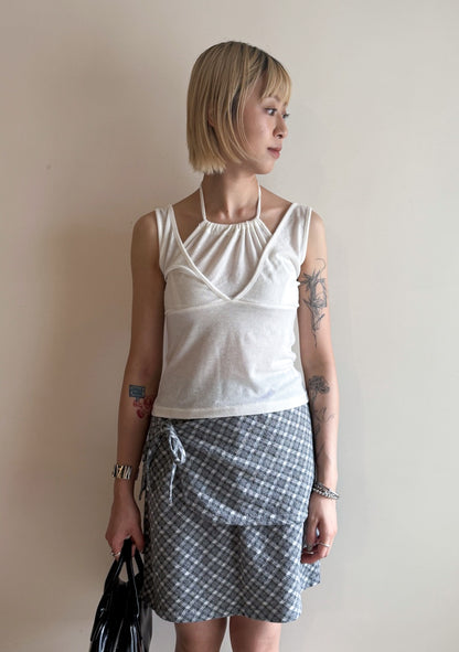 double neck tank top(ivory/charcoal) 夏天must have items! 現貨