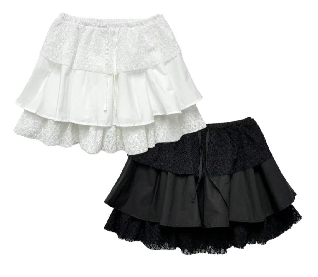 cake mini skirt(black/white)