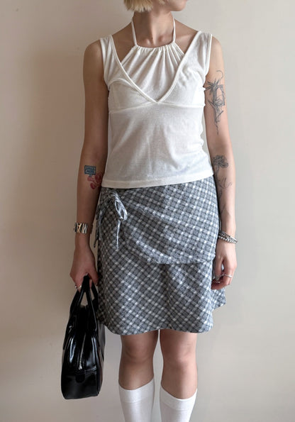 double neck tank top(ivory/charcoal) 夏天must have items! 現貨