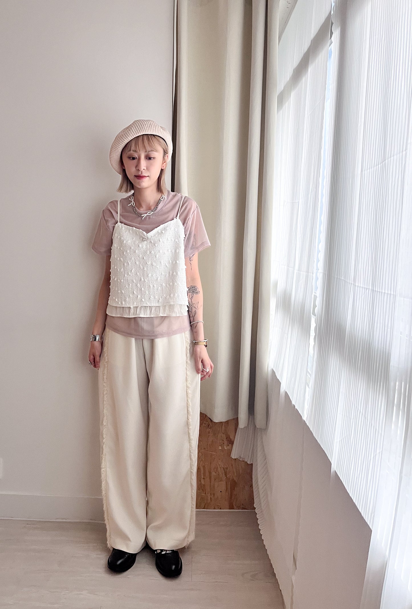 (SUMMER SALE)sheer tee(beige)