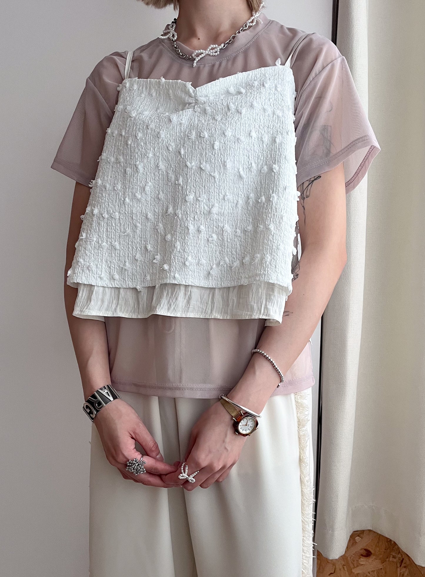 (SUMMER SALE)sheer tee(beige)